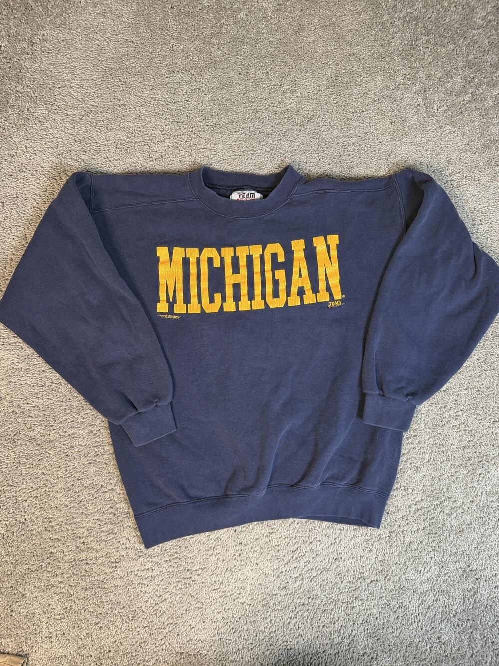 VTG Michigan Wolverines Sweatshirt Mens L Blue Team Edition NCAA Team Apparel